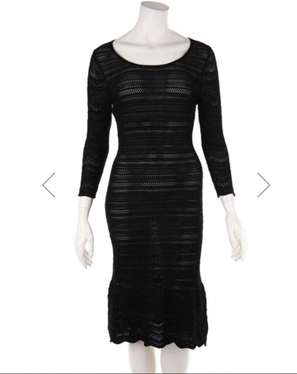 Lauren Ralph Lauren M Petite Bodycon Crochet 3/4 Sleeve Scoop Neck Midi Dress